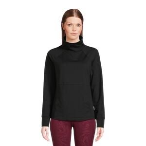 Avia Sweatshirt‎ Mock Neck Long Sleeve Pullover Pocket Front Stretch Black XS